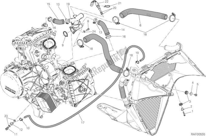 Tutte le parti per il Sistema Di Raffreddamento del Ducati Superbike 959 Panigale ABS USA 2019